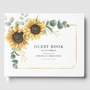 Sunflower Eucalyptus Floral Wedding Botanical Guest Book
