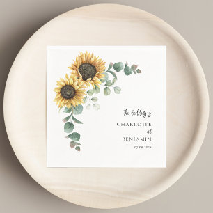 Sunflower Eucalyptus Floral Wedding Paper Napkin