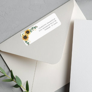 Sunflower Eucalyptus Floral Wedding Return Address