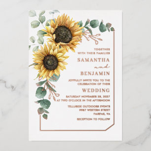 Sunflower Eucalyptus Floral Wedding Rose Gold