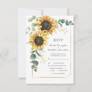 Sunflower Eucalyptus Floral Wedding RSVP Card