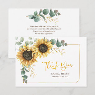 Sunflower Eucalyptus Floral Wedding Thank You Card