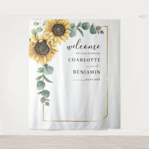 Sunflower Eucalyptus Foliage Greenery Wedding Tapestry