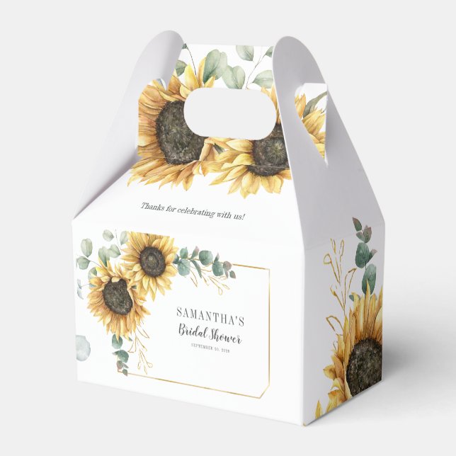 Sunflower Eucalyptus Geometric Bridal Shower Favour Box (Front Side)