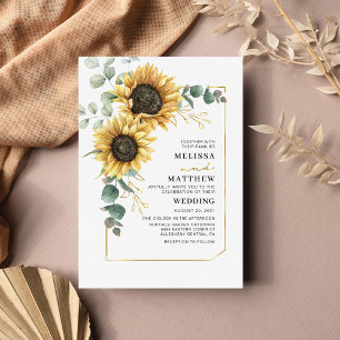 Sunflower Eucalyptus Geometric Gold Frame Card