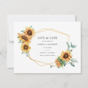 Sunflower Eucalyptus Geometric Save the Date