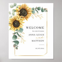 Sunflower Eucalyptus Geometric Welcome Wedding