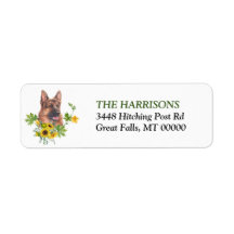 Sunflower Eucalyptus German Shepherd Dog Label