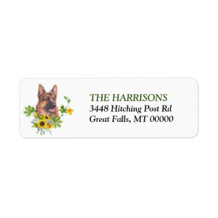 Sunflower Eucalyptus German Shepherd Dog Label