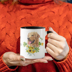 Sunflower Eucalyptus Golden Retriever Dog Mug