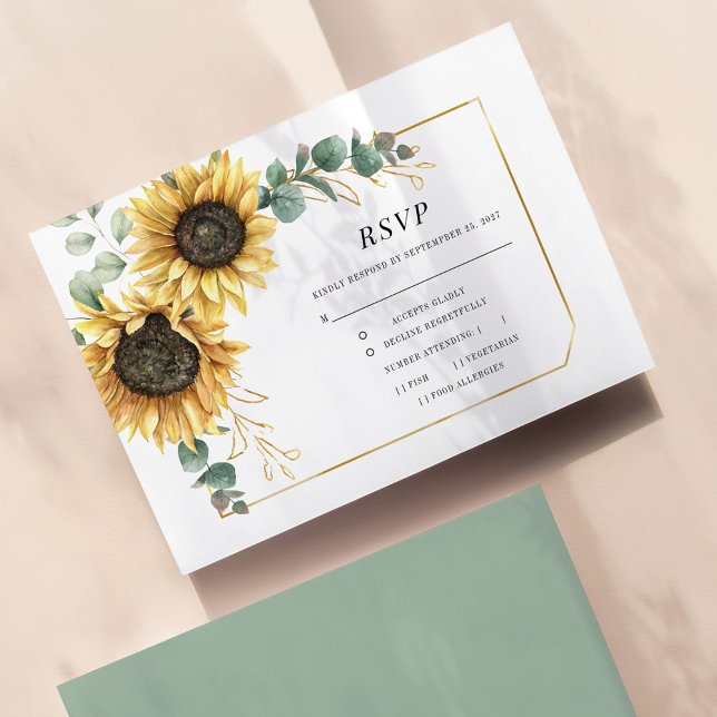 Sunflower Eucalyptus Greenery Botanical Gold RSVP (Creator Uploaded)