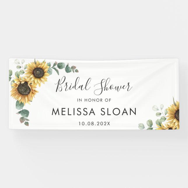 Sunflower Eucalyptus Greenery Bridal Shower Banner (Horizontal)
