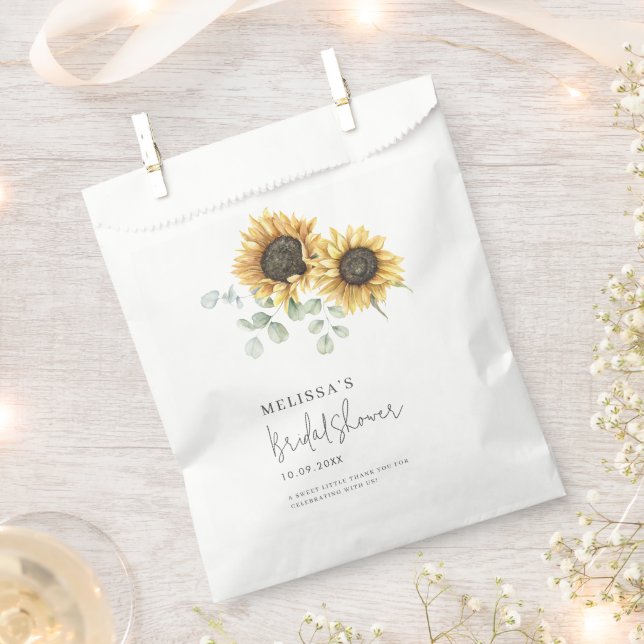 Sunflower Eucalyptus Greenery Bridal Shower Favour Bags (Clipped)