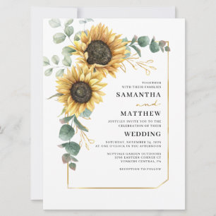 Sunflower Eucalyptus Greenery Floral Wedding Invitation