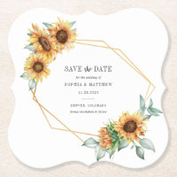Sunflower Eucalyptus Greenery Geometric Save Date