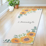 Sunflower Eucalyptus Greenery Namaste Yoga Mat<br><div class="desc">This floral yoga mat is decorated with watercolor sunflowers, eucalyptus, greenery, and the word Namaste. You can customise this yoga mat by changing the words. Use the Design Tool to change the text size, style, or colour. Because we create our artwork you won't find this exact image from other designers....</div>