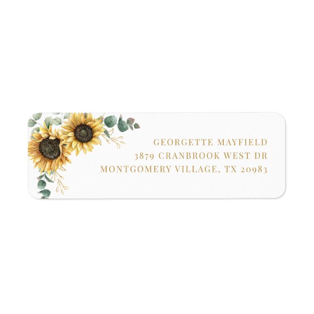 Sunflower Eucalyptus Greenery Return Address (Front)
