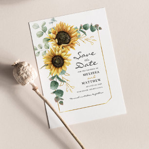 Sunflower Eucalyptus Greenery Save The Date Card