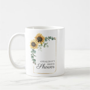 Sunflower Eucalyptus Greenery Script Bridal Shower Coffee Mug