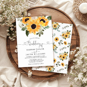 Sunflower Eucalyptus Greenery Wedding  Invitation