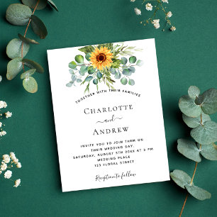 Sunflower eucalyptus greenery wedding invitation