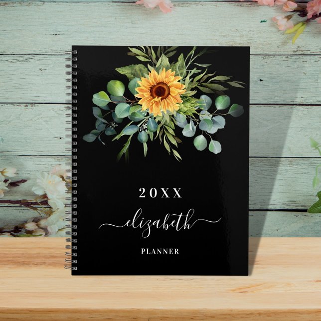 Sunflower eucalyptus greenry black name 2023 planner (Creator Uploaded)