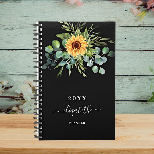 Sunflower eucalyptus greenry black name 2023 planner (Creator Uploaded)