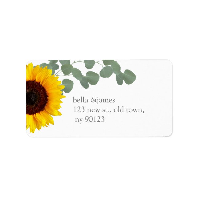Sunflower Eucalyptus Leaf Return Address Labels (Front)