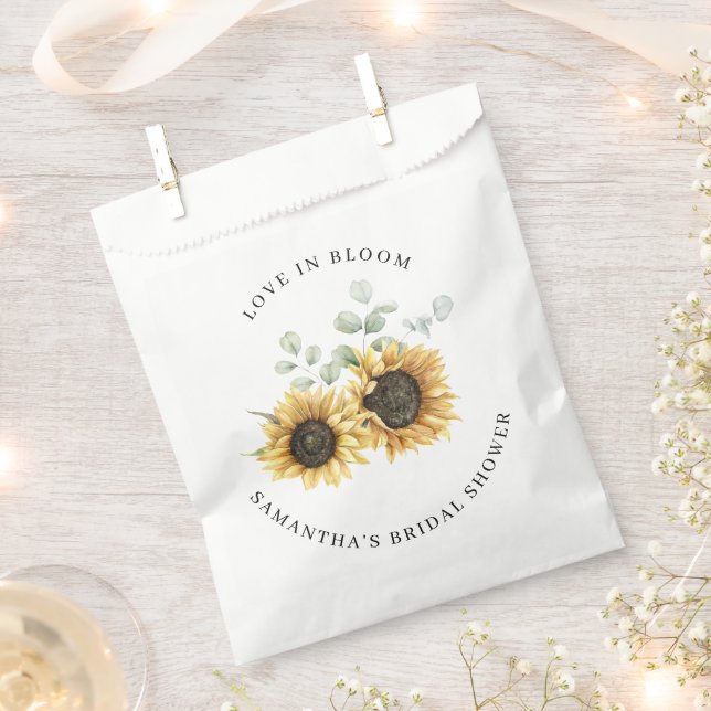Sunflower Eucalyptus Love in Bloom Bridal Shower Favour Bags (Clipped)