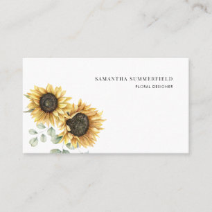 Sunflower Eucalyptus Minimalist Florist Business Card