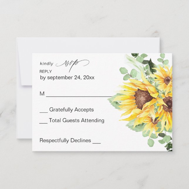 Sunflower & Eucalyptus MOD Floral no Meal RSVP (Front)