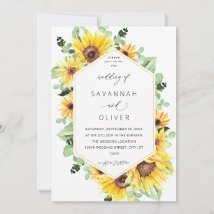 Sunflower & Eucalyptus MOD Floral Wedding Invitation