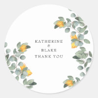 Sunflower & Eucalyptus Names Wedding Thank You
