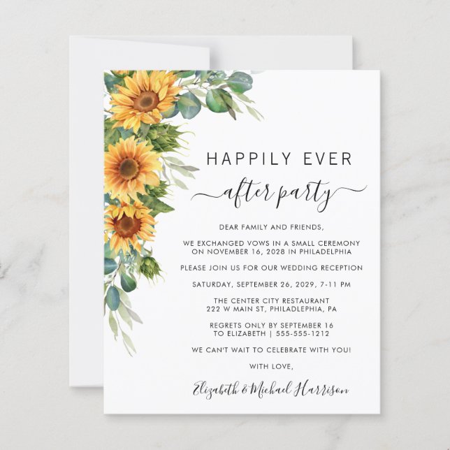 Sunflower Eucalyptus Photo Wedding Reception (Front)