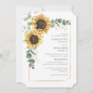 Sunflower Eucalyptus QR Code All-in-One Wedding Invitation