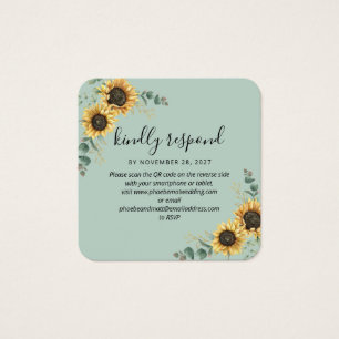 Sunflower Eucalyptus QR Code Wedding Website RSVP