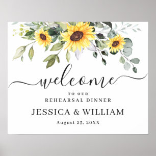 Sunflower Eucalyptus REHEARSAL DINNER Welcome Sign