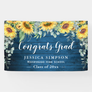 Sunflower Eucalyptus Rustic Graduation Graduate Banner