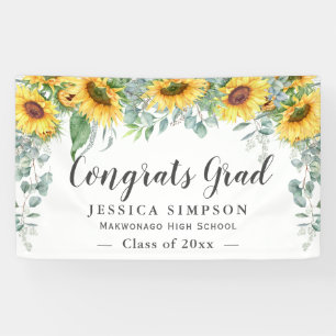 Sunflower Eucalyptus Rustic Graduation Graduate Banner