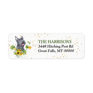 Sunflower Eucalyptus Scottie Dog Return Address