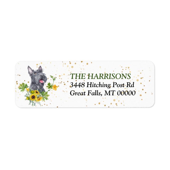 Sunflower Eucalyptus Scottie Dog Return Address (Front)