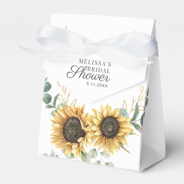 Sunflower Eucalyptus Script Bridal Shower Favour Box (Front Side)