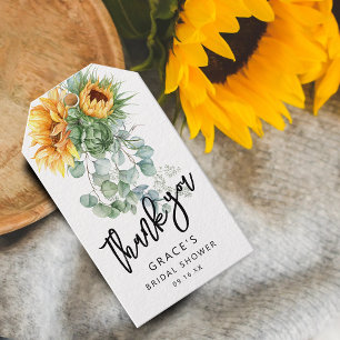 Sunflower Eucalyptus Thank You Bridal Shower Favou Gift Tags
