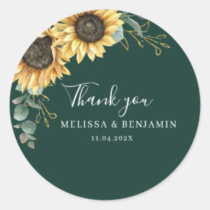 Sunflower Eucalyptus Thank You Favour Classic Round Sticker