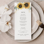 Sunflower Eucalyptus Watercolor Botanical Wedding Menu<br><div class="desc">Treat your guests to this cute modern sunflower eucalyptus leaves menu  that would be great for your country botanical theme floral wedding. Easily edit the details by clicking the "Personalize" button</div>