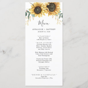 Sunflower Eucalyptus Watercolor Botanical Wedding Menu