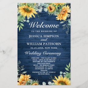 Sunflower Eucalyptus Wedding Ceremony Program