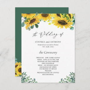 Sunflower Eucalyptus Wedding Ceremony Program Invitation