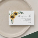 Sunflower Eucalyptus Wedding Honeymoon Wish Enclosure Card<br><div class="desc">For your cute honeymoon wish,  this enclosure card featuring sunflowers and eucalyptus leaves,  with gold leaves is perfect when you want to ask for a monetary contribution towards your honeymoon fund. 

Easily customise the message and add your names by clicking the "Personalise" button</div>
