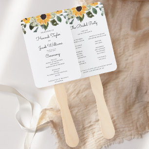 Sunflower Eucalyptus Wedding Program Hand Fan